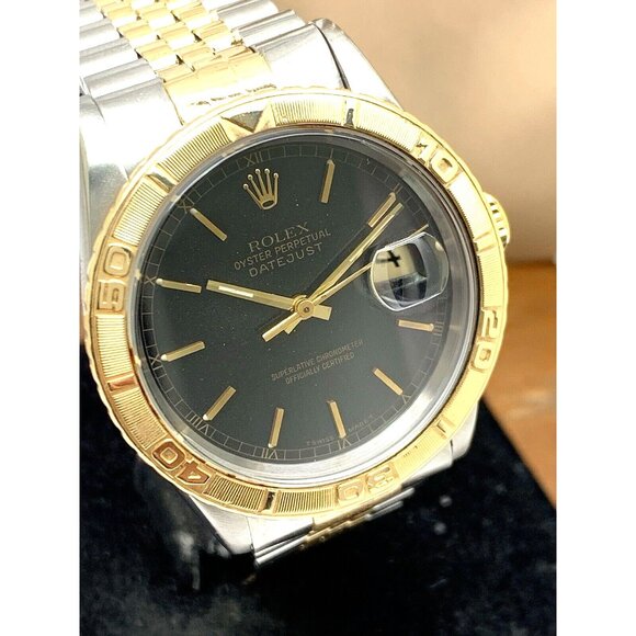 Rolex Other - Rolex Datejust Mens Watch 16263 Swiss Automatic Black Dial 18k Yellow Gold
